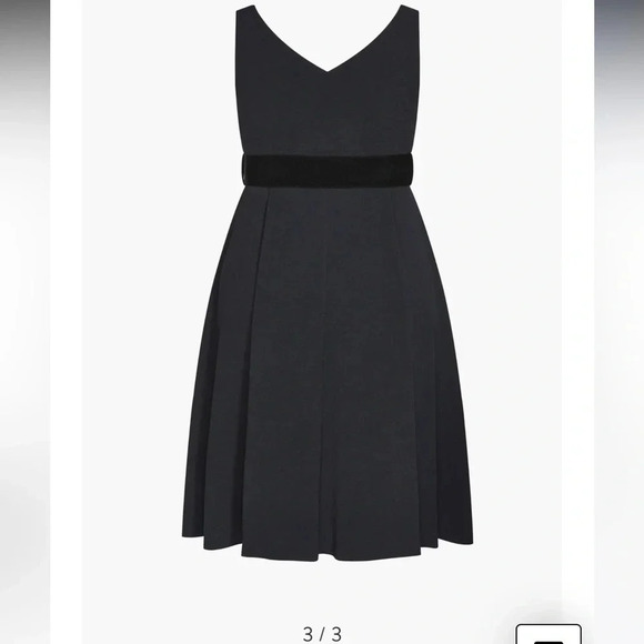 City Chic Noval Belted Black V-Neck Dress Size XXL/24 - Picture 2 of 10